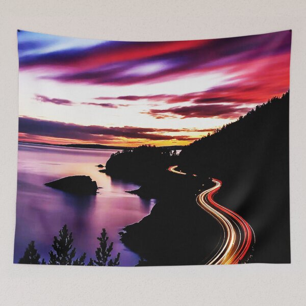 Item preview, Twilight Coastal Drive – Light Trails Along the Shore designed and sold by Exodoi.