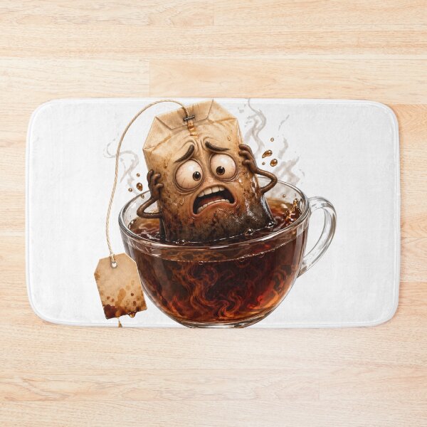 Item preview, Panicked Tea Bag in a Cup of Hot Tea designed and sold by jgvisualarts.
