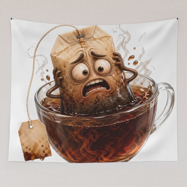 Item preview, Panicked Tea Bag in a Cup of Hot Tea designed and sold by jgvisualarts.