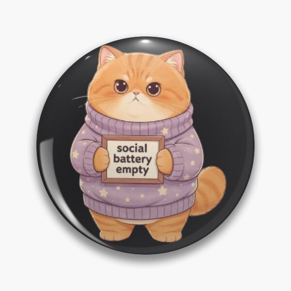 Item preview, Social Battery Empty Cat designed and sold by Moody Vibes Studio.