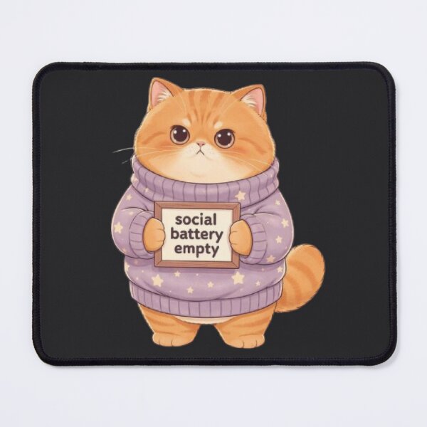 Item preview, Social Battery Empty Cat designed and sold by Moody Vibes Studio.