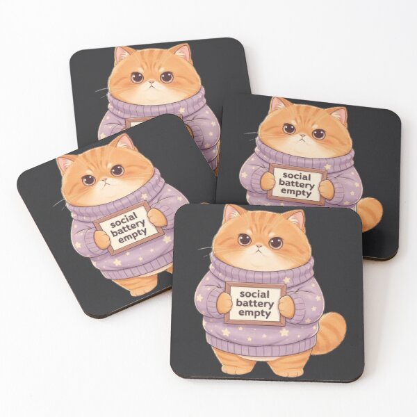 Item preview, Social Battery Empty Cat designed and sold by Moody Vibes Studio.