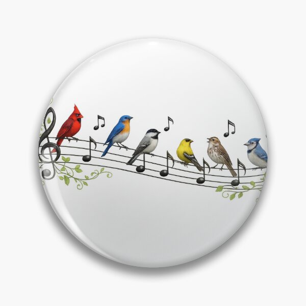 Item preview, Colorful Songbirds Perched on a Musical Staff Illustration designed and sold by kornkobart.