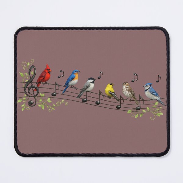 Item preview, Colorful Songbirds Perched on a Musical Staff Illustration designed and sold by kornkobart.