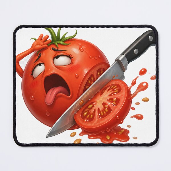 Item preview, Screaming Tomato Sliced by Knife Funny Art designed and sold by jgvisualarts.