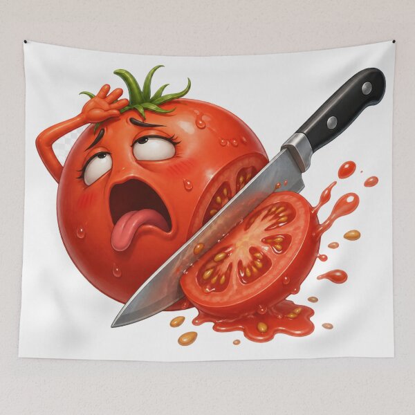 Item preview, Screaming Tomato Sliced by Knife Funny Art designed and sold by jgvisualarts.