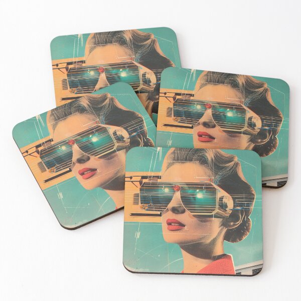 Item preview, Retro-futuristic woman wearing virtual reality glasses designed and sold by paulrommer.