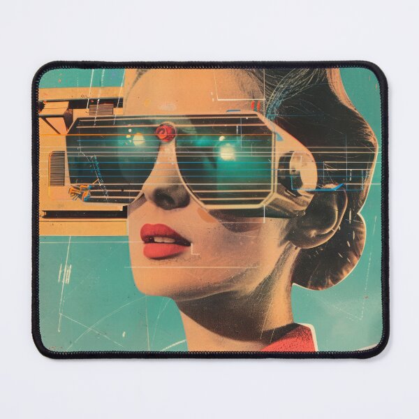 Item preview, Retro-futuristic woman wearing virtual reality glasses designed and sold by paulrommer.