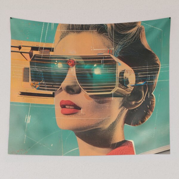 Item preview, Retro-futuristic woman wearing virtual reality glasses designed and sold by paulrommer.
