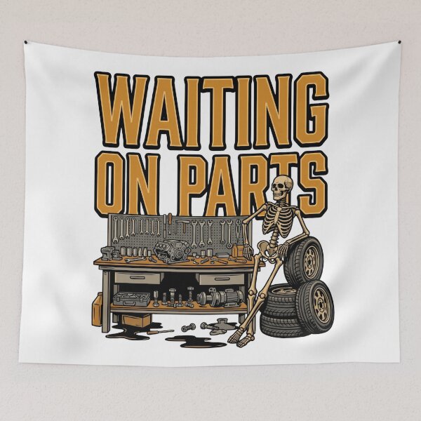 Item preview, mechanic skull waiting on parts joke designed and sold by ArtDesignTp.