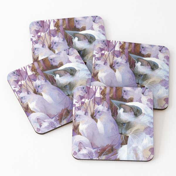 Item preview, Watercolor White Cats in Purple Haze designed and sold by Paolo-Bandal.