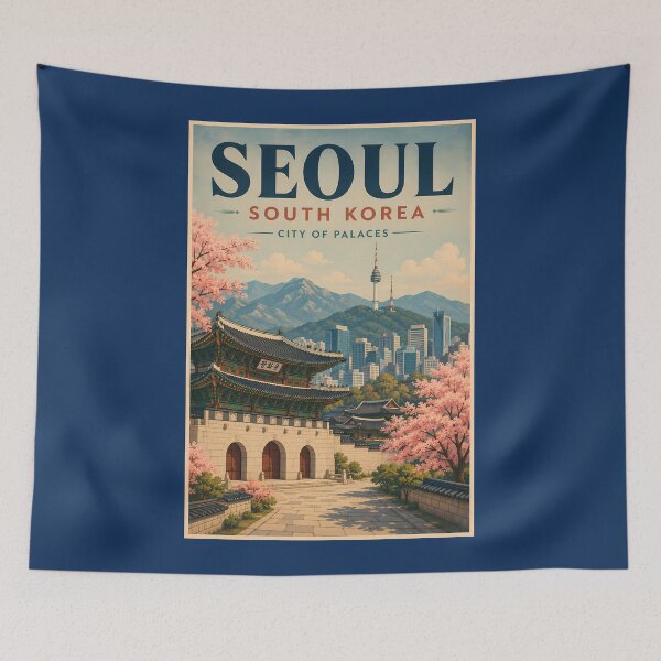 Item preview, Seoul South Korea Illustration Travel Art Vintage designed and sold by KrisSidDesigns.