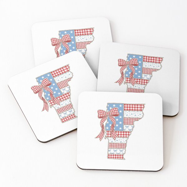 Item preview, Cute Patriotic West Vermont Map with Red Gingham Bow designed and sold by Paper Drip.