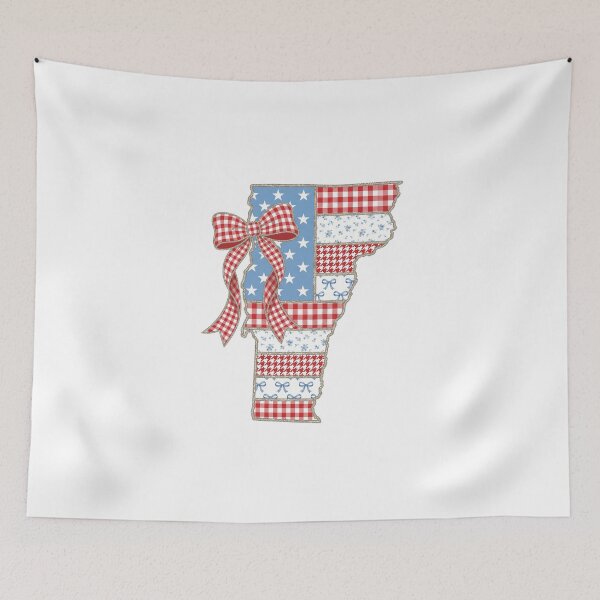Item preview, Cute Patriotic West Vermont Map with Red Gingham Bow designed and sold by Paper Drip.