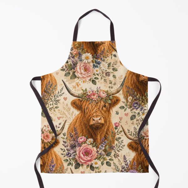 Item preview, Highland Cow Floral Vintage Pattern Artwork designed and sold by ArtComixHaven.