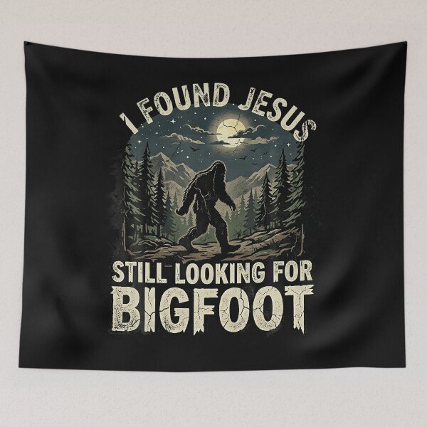 Item preview, I Found Jesus Still Looking For Bigfoot Christian Sasquatch designed and sold by Jackstudioo.