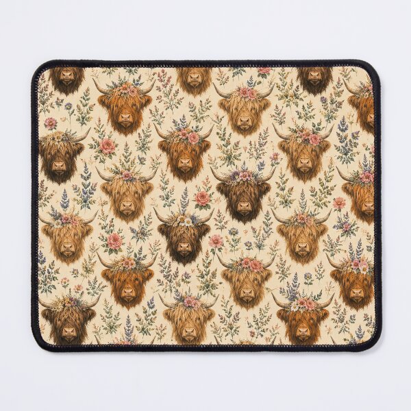 Item preview, Highland Cow Floral Vintage Pattern Artwork designed and sold by ArtComixHaven.