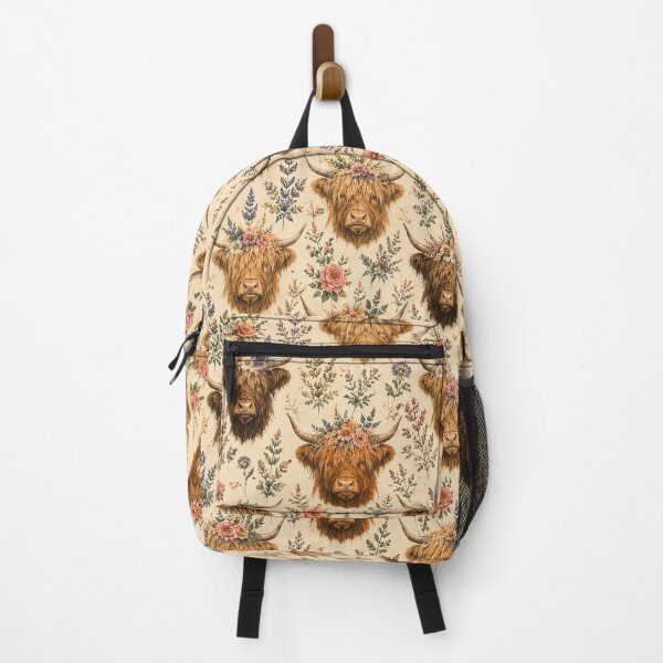 Item preview, Highland Cow Floral Vintage Pattern Artwork designed and sold by ArtComixHaven.