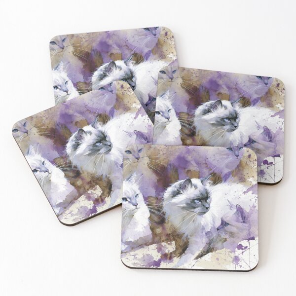 Item preview, Watercolor White Cats in Purple Haze designed and sold by Paolo-Bandal.