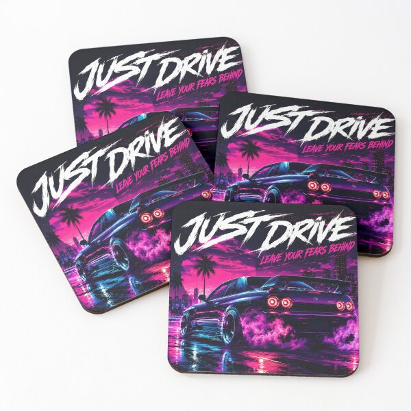 Item preview, Just Drive Retro JDM Streetwear Graphic Tee | Neon Drift Car Synthwave Art | Japanese Racing Aesthetic designed and sold by Emoji Emblems.