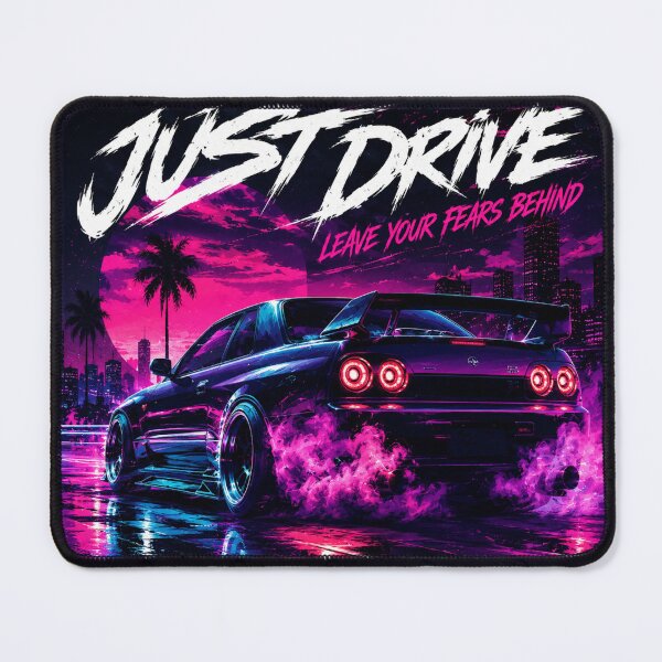 Item preview, Just Drive Retro JDM Streetwear Graphic Tee | Neon Drift Car Synthwave Art | Japanese Racing Aesthetic designed and sold by Emoji Emblems.