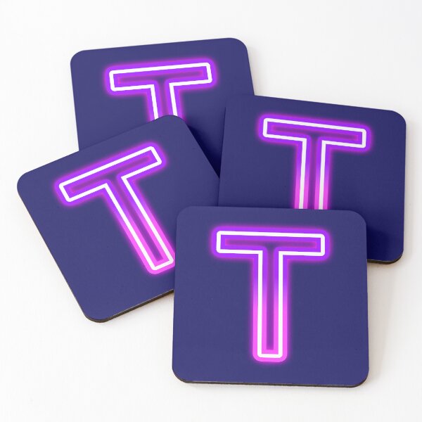 Item preview, Letter T Neon Pink Purple Glow - Retro Futuristic Monogram Initial designed and sold by SolutionsArt.