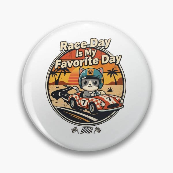 Item preview, Race Day Is My Favorite Day Cute Racing Cat Indy 500 Style designed and sold by Basma Designs | Retro, Kawaii Shirts & Stickers.