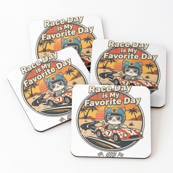 Item preview, Race Day Is My Favorite Day Cute Racing Cat Indy 500 Style designed and sold by Basma Designs | Retro, Kawaii Shirts & Stickers.