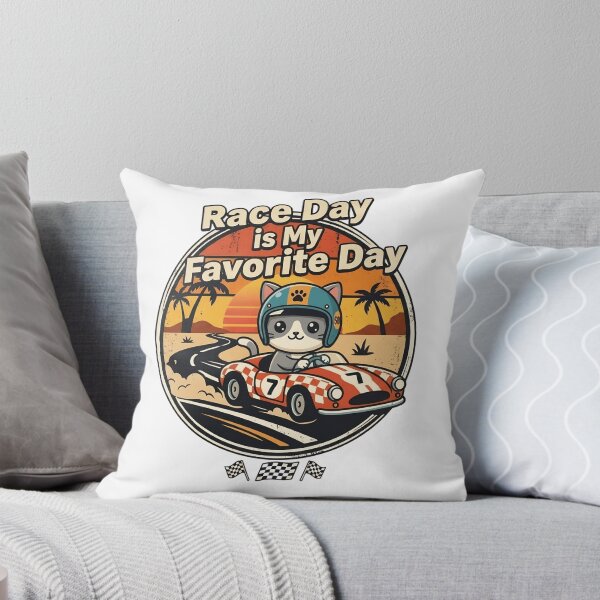 Item preview, Race Day Is My Favorite Day Cute Racing Cat Indy 500 Style designed and sold by Basma Designs | Retro, Kawaii Shirts & Stickers.