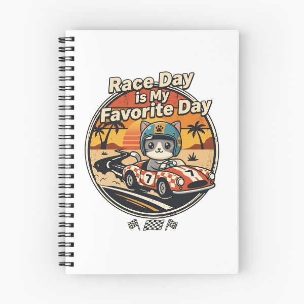 Item preview, Race Day Is My Favorite Day Cute Racing Cat Indy 500 Style designed and sold by Basma Designs | Retro, Kawaii Shirts & Stickers.