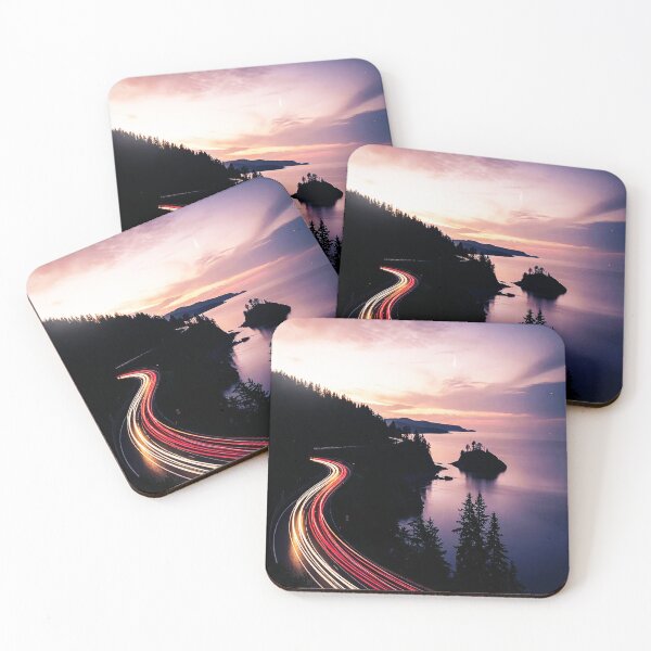 Item preview, Coastal Twilight Drive – Neon Trails by the Sea designed and sold by Exodoi.
