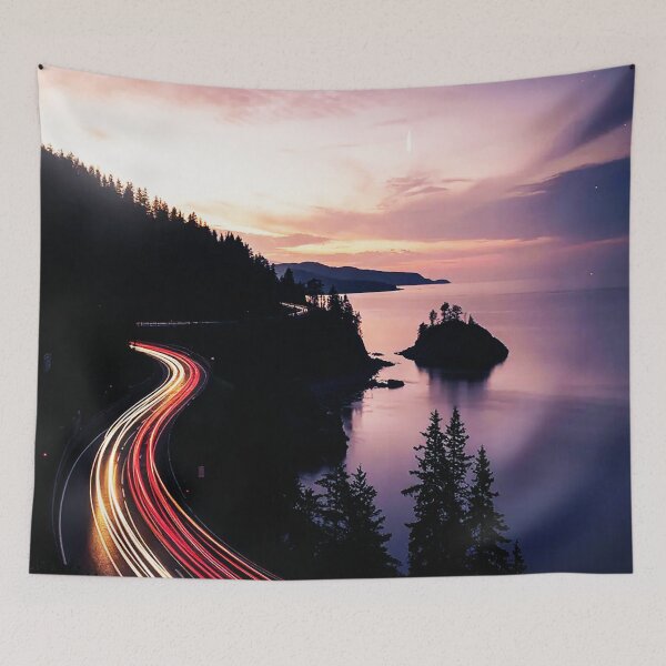 Item preview, Coastal Twilight Drive – Neon Trails by the Sea designed and sold by Exodoi.