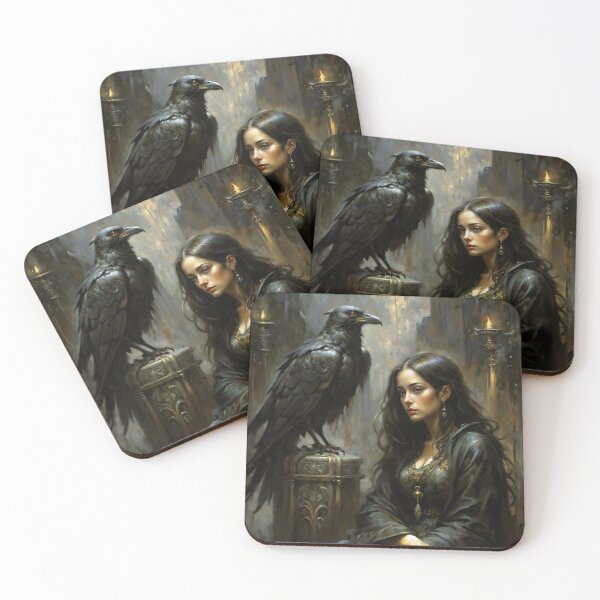 Item preview, Girl And Raven Gothic Dark Fantasy Art designed and sold by DarkHolyQueen.