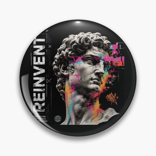 Artikelvorschau, Reinvent David Bust Streetwear Graphic Tee | Neon Glitch Graffiti Statue Art | Cyber Renaissance Aesthetic entworfen und verkauft von Emoji Emblems.