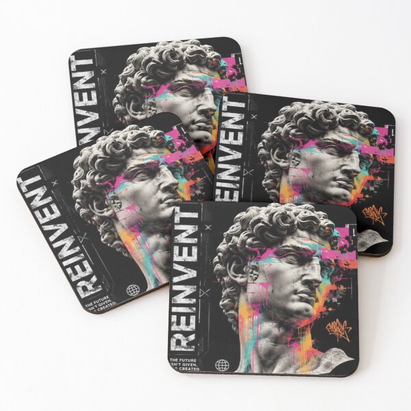 Item preview, Reinvent David Bust Streetwear Graphic Tee | Neon Glitch Graffiti Statue Art | Cyber Renaissance Aesthetic designed and sold by Emoji Emblems.