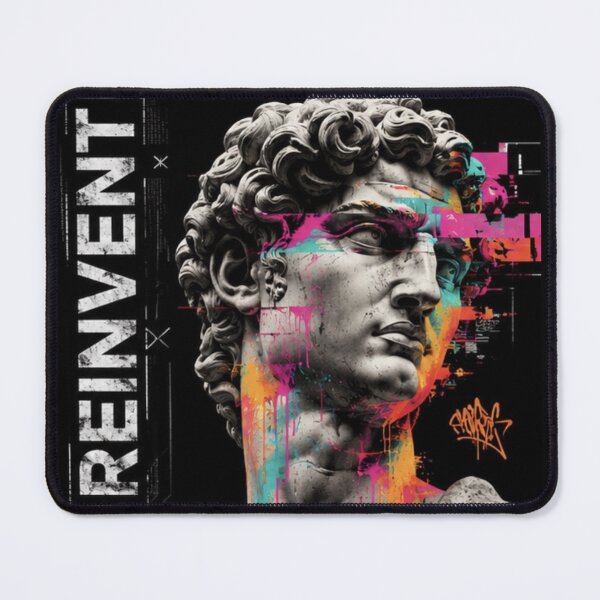 Item preview, Reinvent David Bust Streetwear Graphic Tee | Neon Glitch Graffiti Statue Art | Cyber Renaissance Aesthetic designed and sold by Emoji Emblems.