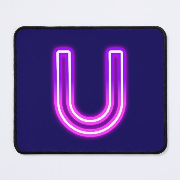 Item preview, Letter U Neon Pink Purple Glow - Retro Futuristic Monogram Initial designed and sold by SolutionsArt.