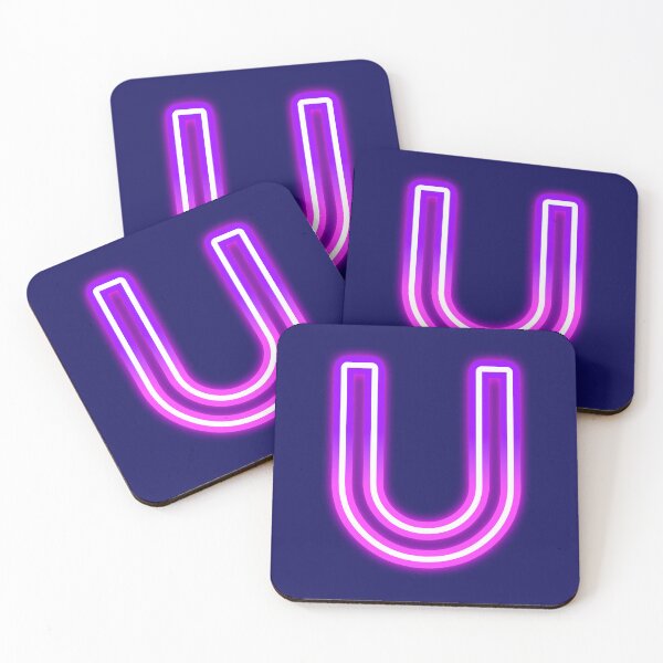 Item preview, Letter U Neon Pink Purple Glow - Retro Futuristic Monogram Initial designed and sold by SolutionsArt.