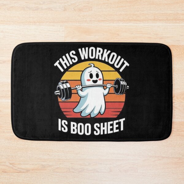 Item preview, This Workout Is Boo Sheet Funny Ghost Gym Design designed and sold by BlackBoneArt.