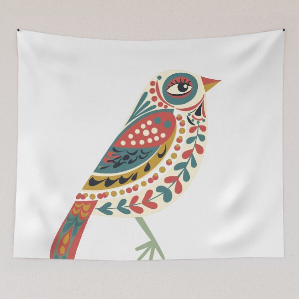 Item preview, Colorful Folk Bird Sticker | Scandinavian Floral Bird Illustration designed and sold by Filora Atelier | Bird Art.