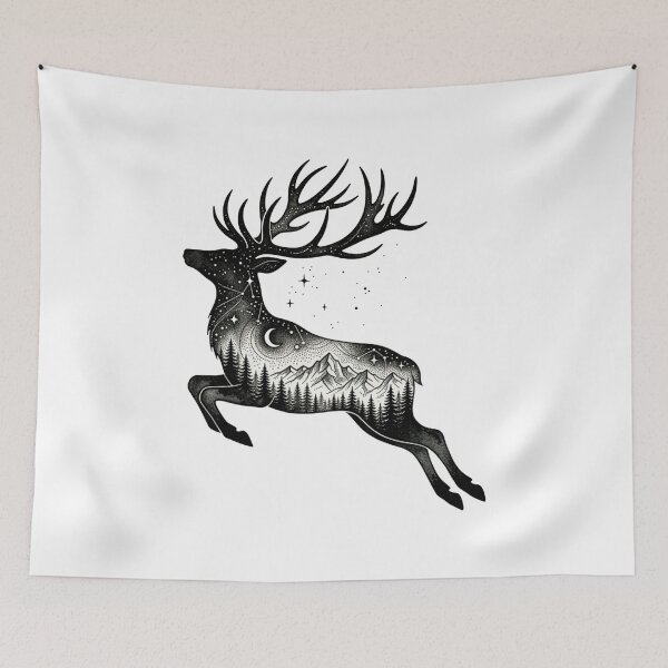Item preview, Celestial Deer Forest Silhouette Art designed and sold by Rutvain.
