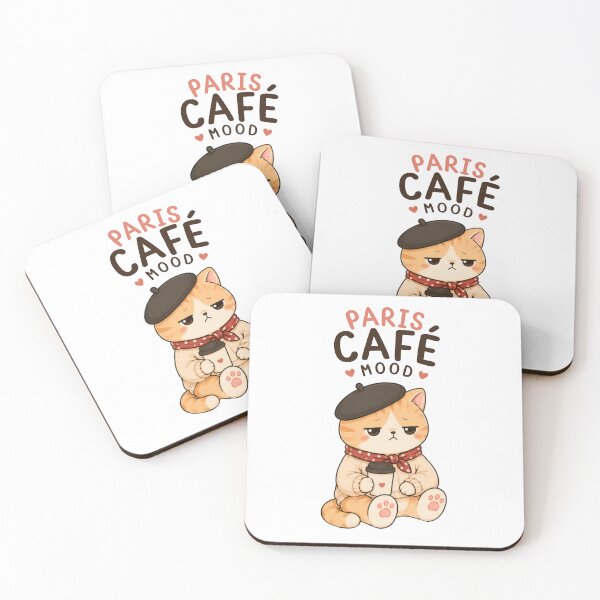 Item preview, Paris Café Mood Cat | Cute Kawaii French Aesthetic | Cozy Coffee Mood Design designed and sold by The Mood Index.