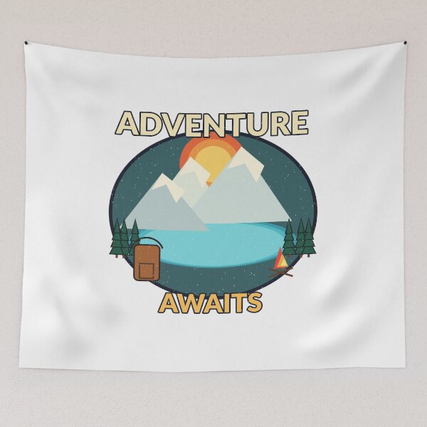 Item preview, Adventure Awaits Mountain Camping Outdoor Travel Design designed and sold by Cozy Oddities Studio.