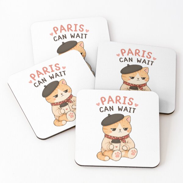 Item preview, Paris Can Wait Cat | Cute Kawaii French Style | Funny Introvert Mood Design designed and sold by The Mood Index.