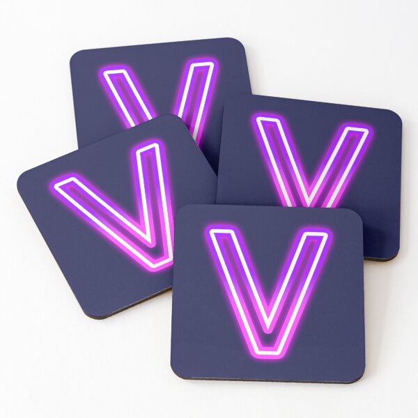 Item preview, Letter V Neon Pink Purple Glow - Retro Futuristic Monogram Initial designed and sold by SolutionsArt.