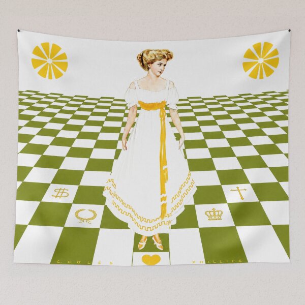 Item preview, Vintage Checkerboard Art Nouveau Woman Print for Retro Decor Lovers designed and sold by RickE.