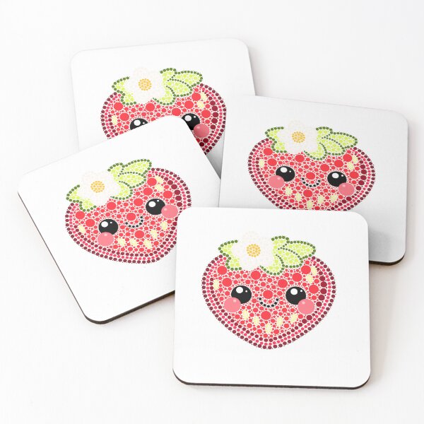 Aperçu de l'œuvre Kawaii Fraise Dot Art créée et vendue par Cardiff Creative.