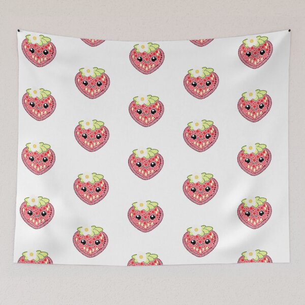 Aperçu de l'œuvre Kawaii Fraise Dot Art créée et vendue par Cardiff Creative.