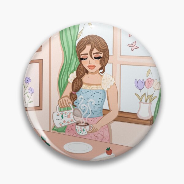 Item preview, Cozy Morning Tea with Strawberries designed and sold by CozyGirlArt.
