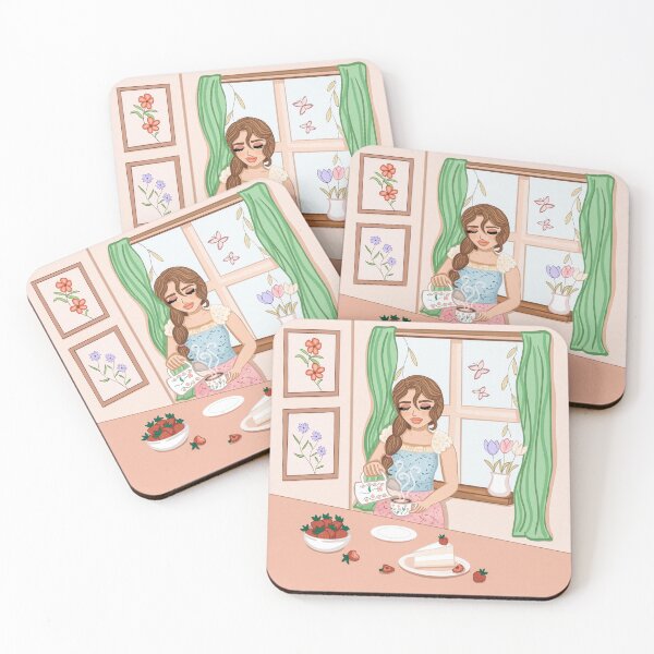 Item preview, Cozy Morning Tea with Strawberries designed and sold by CozyGirlArt.